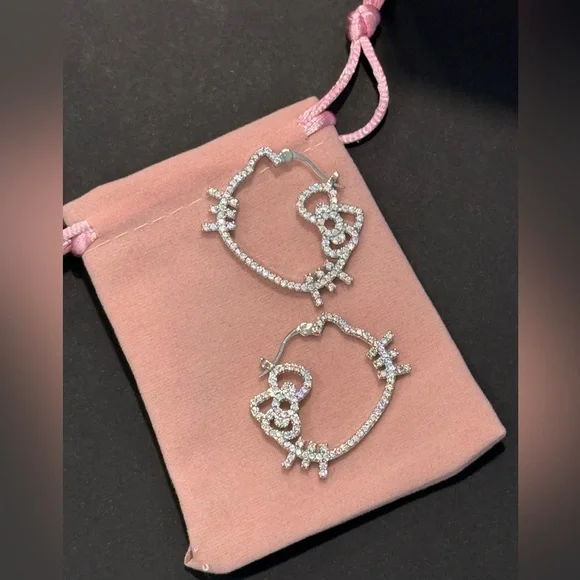 ✨New✨ Hello Kitty Rhinestone Hoop Earrings - Picture 4 of 6